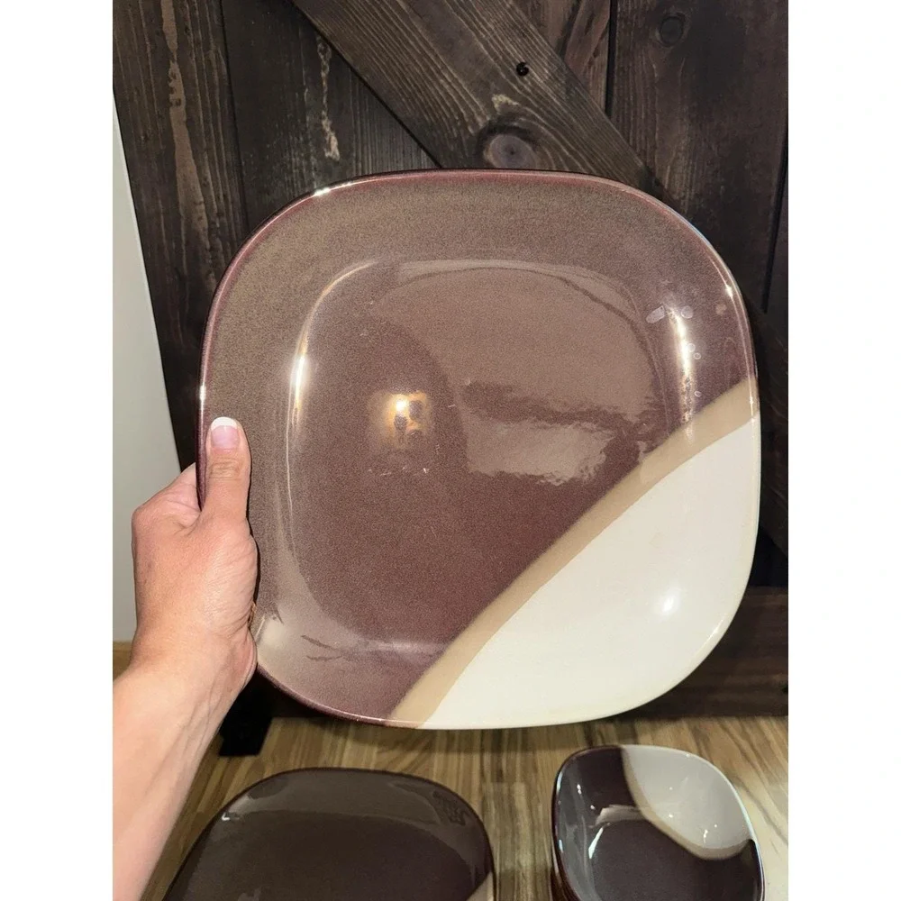 Platzgraff Brownstone Set Of 16‎ Square Dinner & Salad Plates Mugs Bowls VTG